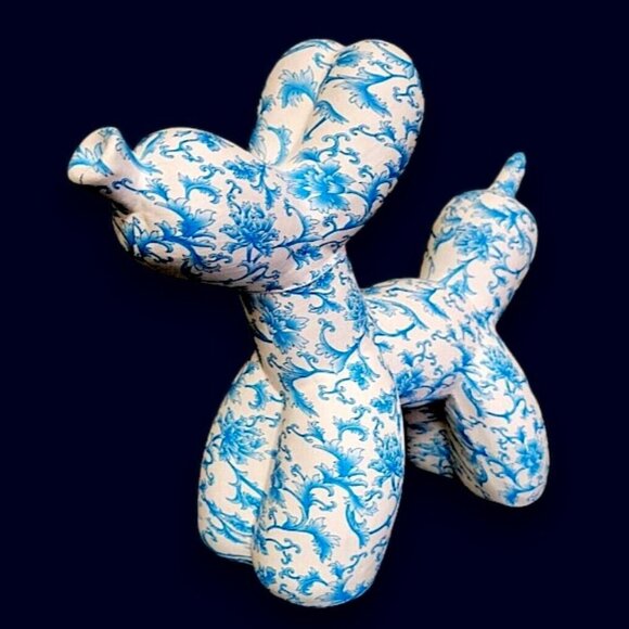 🆕 RARE Large French Toile Art Ceramic Balloon Dog - Picture 2 of 4